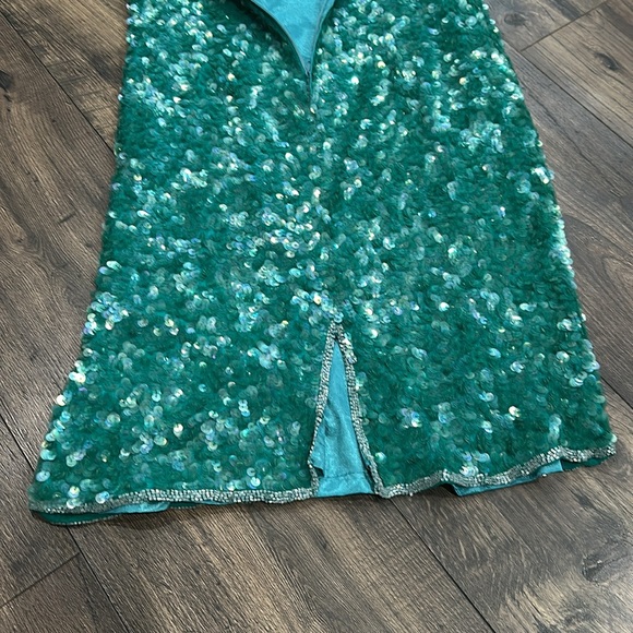 VINTAGE Nippn Nights sequin iridescent green dress Size 10 - Picture 7 of 9